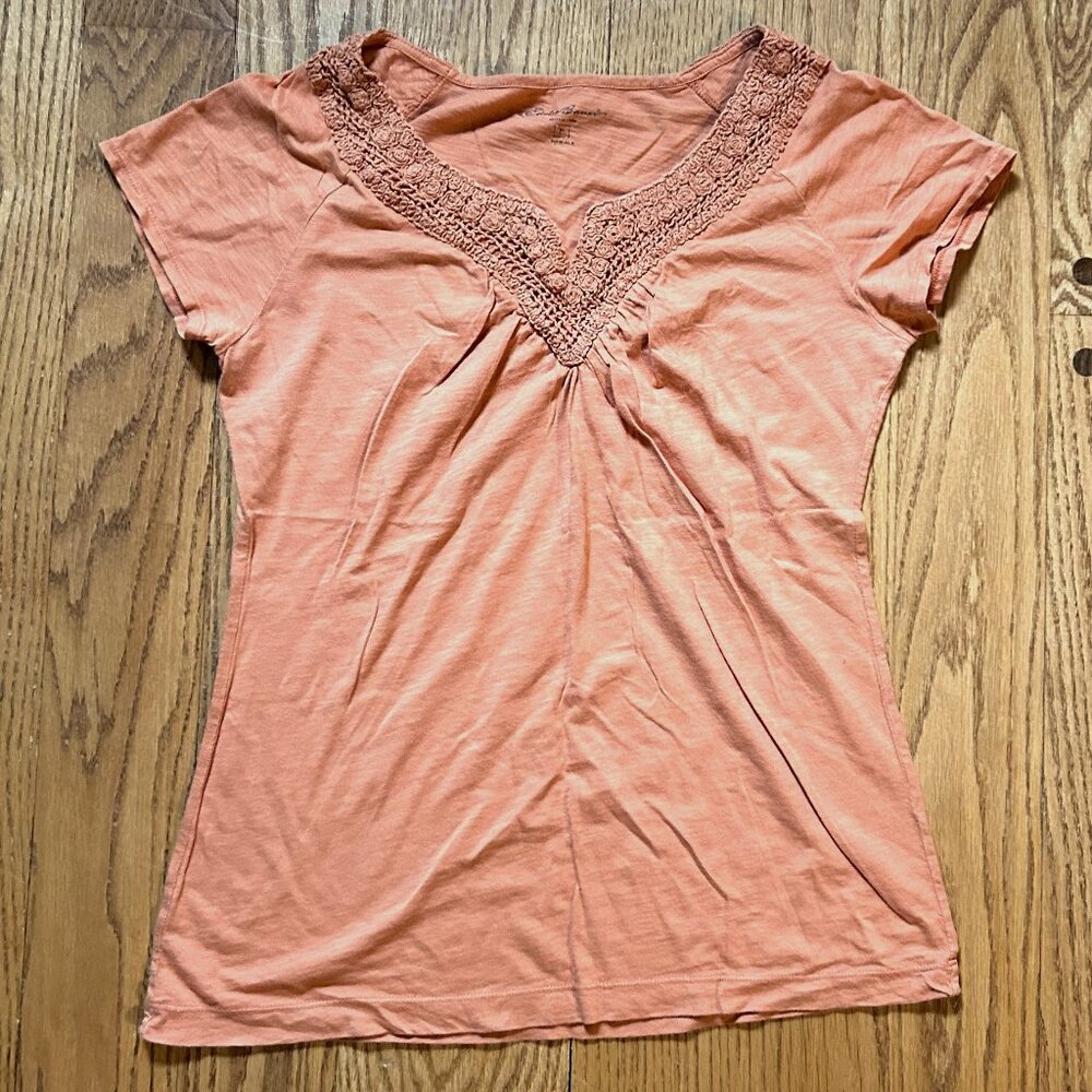 Eddie Bauer Embroidered Tee--Faded Orange, Size M